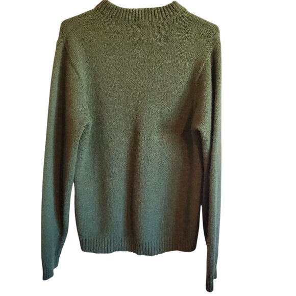 Vintage Union Made in USA Shetland Wool Blend Army Green Crewneck Sweater Medium - Picture 2 of 16